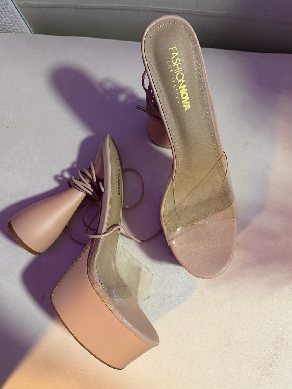 Fashion Nova  Clear-Strap Platform Heels